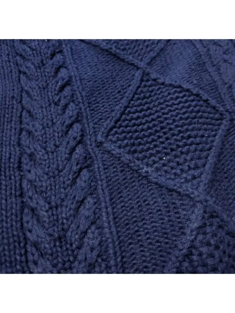 J. Crew Sweater Men Large Cotton Knit Cable Fisherman Button Cowl Pullover Blue